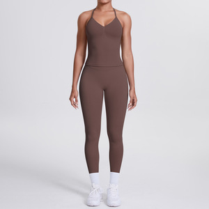 Débardeur <span class=keywords><strong>de</strong></span> yoga respirant sans couture uni à dos halter pour pantalon et vêtements - Product Image 1