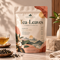 Sachets d'emballage de thé personnalisés imprimés, à fenêtre transparente, résistants à l'humidité, refermables avec fermeture éclair, pour la vente au détail et le stockage