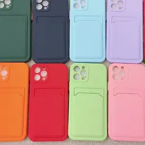 Capa de carteira de cartão de luxo para Galaxy S22 A52 5g A72 A12 A42 A51 A71 S21 Plus Note 20u S20 Fe Capa de silicone líquido