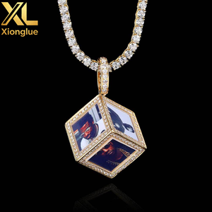 Hip Hop Personalize Pictures Gold Plated Jewelry Custom Memory <b>Cube</b> <b>Photo</b> Pendant for Necklace - Product Image 5