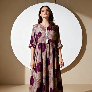 Abaya Elegante de Poliéster con Estampado Personalizado de Alta Calidad al por Mayor para Mujeres Musulmanas - Product Image 4