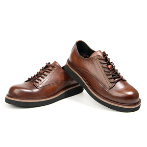 Zapatos de Cuero con Punta Redonda para Hombre, Negros, con Suela Gruesa, Plataforma, Casuales, para Trabajo, Tallas 38, 39, 40, 41, 42, 43, 44, con Suela de Goma Acolchada - Product Image 5