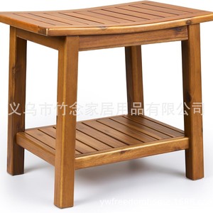 Tabouret de douche en teck, bois massif, 51x36x46cm, siège de salle de bain imperméable avec rangement pour personnes âgées et femmes enceintes - Product Image 5