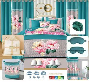 Toptan % 100% pamuk 30 adet nevresim takımı kral yatak örtüleri ve eşleşen perdeler banyo setleri 24 adet nevresim takımı s - Product Image 4