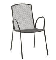 Chaise empilable en métal à mailles métalliques pour patio extérieur en fer forgé
