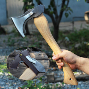 BoChen 2026 Nuovo Design Ascia con Manico in <span class=keywords><strong>Legno</strong></span> di <span class=keywords><strong>Noce</strong></span>, Testa per Spaccare Legna con Fodero, Ascia da Campeggio e Sopravvivenza - Product Image 5