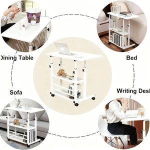 <span class=keywords><strong>Scrivania</strong></span> Pieghevole Multifunzionale con Ruote, Altezza Regolabile, Ripiano Portaoggetti, per Camera da Letto, Soggiorno, Ufficio, Studio, Modello Z-12 - Product Image 5
