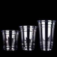 Gobelets en plastique PET jetables de la marque Hongru, à paroi simple, pour bubble tea, boissons froides, transparents, logo personnalisé, tailles 9oz-20oz