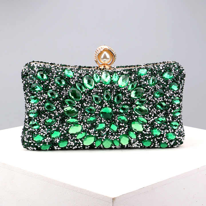 Fashion Lady Party Wedding Handbag Purse Girl Soft Evening Bag Bridal Women Satin Crystal Clutch main image 0