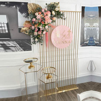 Support de décoration de scène de mariage et de fête, support de fleurs doré en fer de 2 m, arche de toile de fond de mariage