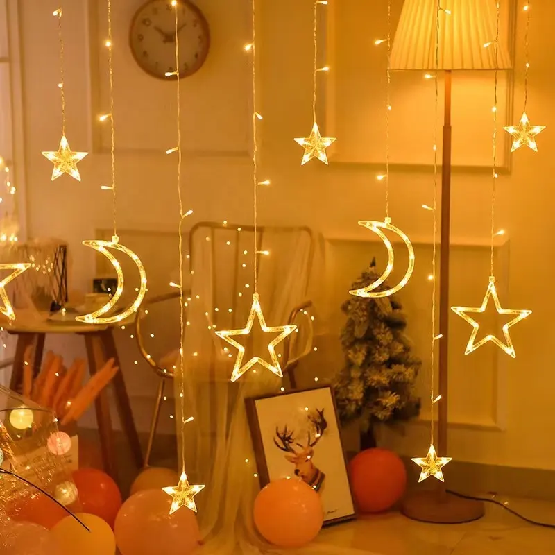 Star Moon Weihnachts lichts chnur Fenster vorhang Lichter Weihnachts lichter Vorhang