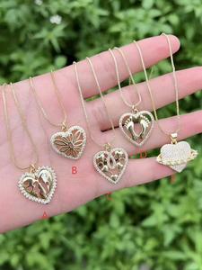 Collier pendentif cœur en zircon couleur or, chaîne en laiton exquise, bijoux pour femmes, cadeau de fête, collier cœur - Product Image 1