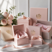 Boîtes cadeaux en papier rose avec couvercle, logo personnalisé imprimé, emballage en carton mignon pour cadeaux de fête, mariage et boutiques.