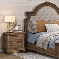 Amerikanischer Retro-Stil Eichen-Massivholz 1,8m Doppelbett mit Stauraum Französisches Landhaus-Design Hochwertige Villenmöbel Modell 0620