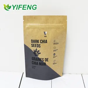 Bao Bì Đồ Ăn Nhẹ In Tái Chế Túi Giấy Kraft Màu Nâu Với Túi Đứng Ziplock