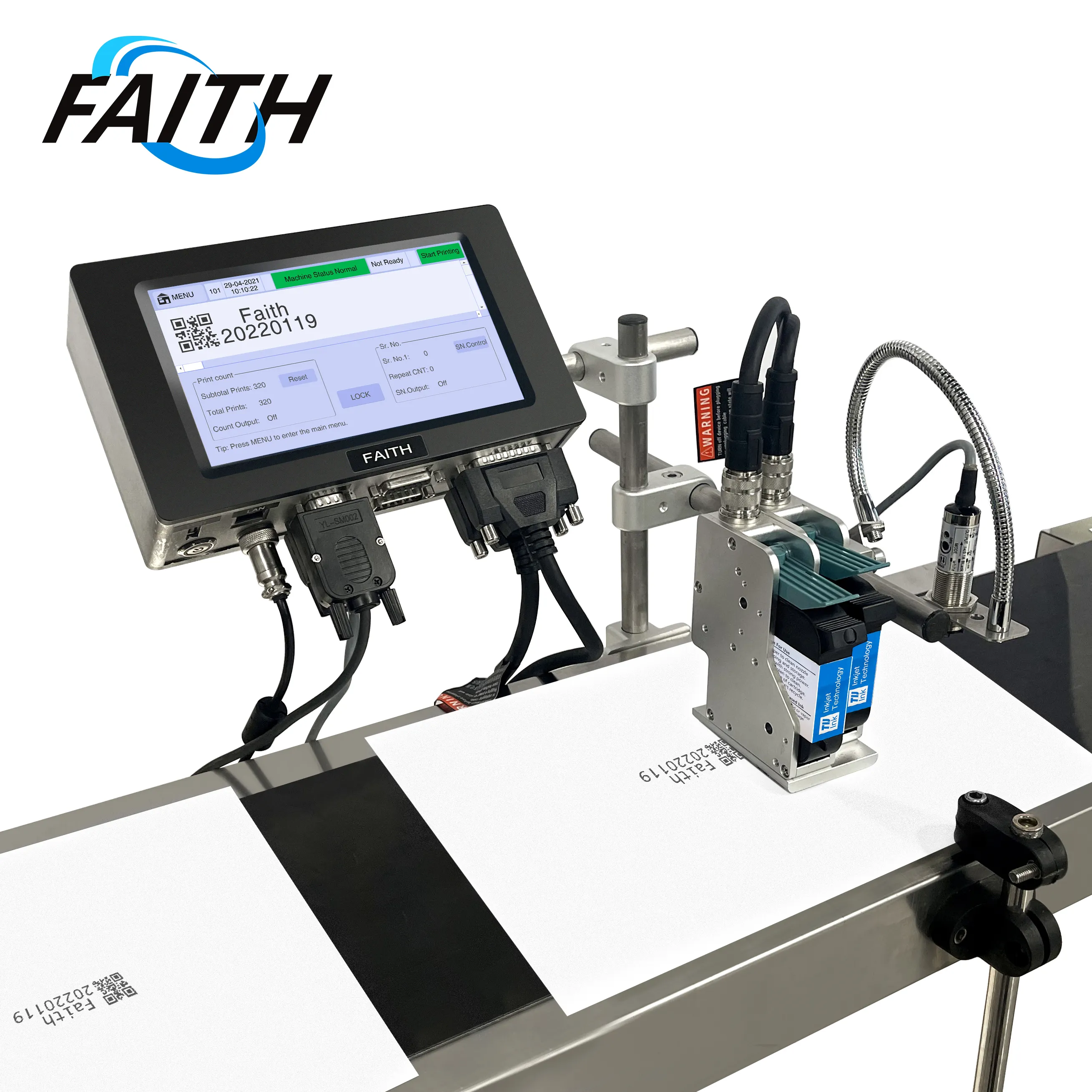 Fede 7 pollici touch screen stampante a getto d'inchiostro online per la stampa di plastica e metallo batch coding macchina