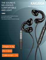 KAKUSIGA Nouveauté – Câble tressé noir de 1,2 m avec micro intégré, commande 3 touches, haut-parleur HiFi 11 mm, filaire 3,5 mm – Vente directe usine