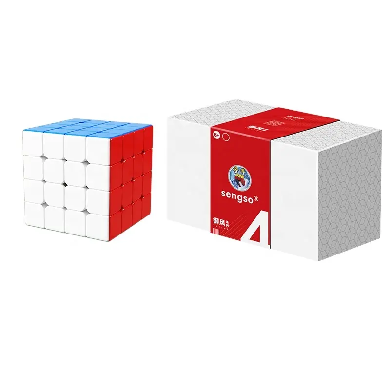 Sengso mainan Magic Cube tanpa stiker 4x4x4, mainan kubus edukasi halus, mainan cerdas, kubus puzzle magnet, kecepatan magnetik