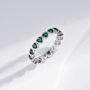 custom plata 925 sterling <b>Silver</b> Heart Cut Crystal <b>ring</b> Bezel Setting gold plated <b>adjustable</b> fashion green zircon wedding <b>rings</b> - Product Image 1