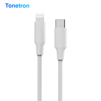 Câble plat en nylon Tonetron Fast Charge PD pour iPhone 13/12/11 Pro Max, certifié MFI, sortie 5V/2.4A, port Type-C 20W