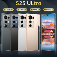Smartphone S25 Ultra Deca Core LTE Écran OLED HD 7,3 pouces 108MP 8 Go + 256 Go Double SIM 5G Déverrouillage par reconnaissance faciale et empreinte digitale