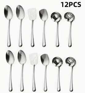 US in stock6 Piece Stainless Steel Kitchen Utensil Set Cooking <b>Spoon</b> Spatula Ladle Strainer Serving Flatware for Home Restaurant - Product Image 2