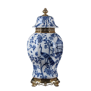Nuovo Design cinese in ceramica copertura del serbatoio di stoccaggio <span class=keywords><strong>blu</strong></span> e bianco porcellana zenzero barattolo smalto terracotta per la decorazione della casa - Product Image 6