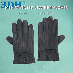 Gants de cyclisme en cuir de mouton pour homme, hiver, décontractés, résistants à l'usure, pour l'extérieur, avec doublure - Product Image 2