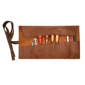 China Supplier Customize Vintage Outdoor <strong>Tool</strong> Wrap Leather <strong>Tool</strong> <strong>Roll</strong> - Product Image 1