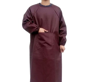 Overoles <span class=keywords><strong>de</strong></span> cuero para adultos Cuero impermeable y aceitoso <span class=keywords><strong>de</strong></span> manga larga Antidesgaste Delantal gordo Delantales - Product Image 1