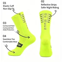 Chaussettes de cyclisme à compression mi-mollet avec impression réfléchissante, légères, pour le vélo de route et les sports