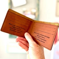 Dompet Kulit Sintetis Pria Tipis Personalisasi, Dompet Pria Custom, Dapat Diukir Laser