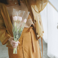 Moins cher BOPP CPP clair trapézoïdal transparent en plastique vierge bouquet de fleurs manchon d'emballage pour l'emballage