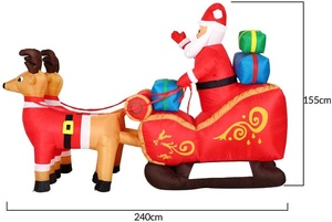 Décorations de Noël d'extérieur, Père Noël gonflable avec traîneau <span class=keywords><strong>et</strong></span> <span class=keywords><strong>rennes</strong></span> - Product Image 3