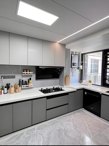 Phong cách Châu Âu tùy chỉnh Hợp kim nhôm tích hợp cửa tủ bếp đá cẩm thạch Bếp toàn bộ nhà treo trang trí films - Product Image 4