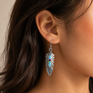 Orecchini Pendenti con Piume in Stile Etnico Vintage, Gioielli Ispirati ai Navajo Multicolore da Indossare Quotidianamente per Signore - Product Image 2