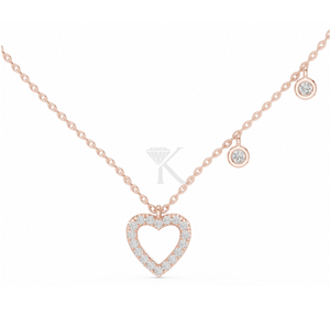 Collier Cœur Asymétrique en Diamant, Or Massif 14K, Pendentif Cœur Ouvert Pavé avec Serti Bezel de Diamants de Laboratoire, Élégant et Moderne - Product Image 5