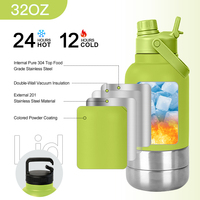 Vaso Térmico Aislado al Vacío de 32 oz con Tapa de Doble Uso, Acero Inoxidable 304, Logotipo Personalizado, Impresión en Toda la Superficie, Termo de Viaje