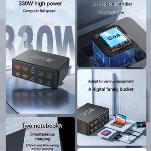 Cargador <span class=keywords><strong>GaN</strong></span> USB C de 330W, 100W PD3.0 PPS QC3.0, Estación de Carga Rápida Multipuerto para Laptop, iPhone 15 16, Samsung, Macbook Pro, Tablet - Product Image 4