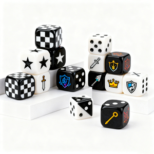 Dés en acrylique multicolores de 16 mm D6 D12 pour jeux de société éducatifs, jeu de dés familial à quatre règles de l'arithmétique - Product Image 6