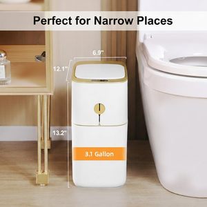 Motion Sensor Bathroom Trash Can Automatic Touchless Kitchen Garbage Can With <b>Lids</b> Smart Packable Waterproof Garbage <b>Bin</b> - Product Image 3