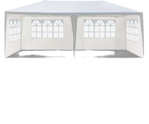 Tente de réception métallique grand format 10' x 20' avec 4 parois latérales amovibles, abri pour événements, auvent, gazebo, protection solaire pour mariages - Product Image 1
