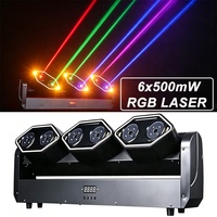FEIYUEYUE Barre laser de scène à tête mobile, Rotation 6 Yeux, Laser RGB, 6x500MW LED RGB, Contrôle DMX-512, Refroidissement par ventilateur, pour Événements