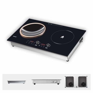 Estufa Eléctrica Integrada de 2 Quemadores, Combinación de Inducción y Vitrocerámica <span class=keywords><strong>para</strong></span> Cocinar en Familia - Product Image 4