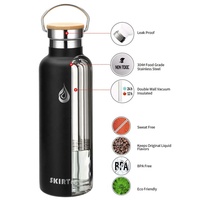 Termos de Grado Alimenticio de 500 ml, 600 ml, 750 ml, 1000 ml, Botella de Agua de Acero Inoxidable con Recubrimiento en Polvo