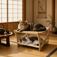 Hamac pour chat surélevé à double couche avec coussin rembourré amovible en polyester, design lavable