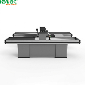 Stainless Steel Retail <b>Checkout</b> <b>Counter</b> Conveyor Cashier <b>Counter</b> Modern POS Billing Table for Supermarket Store - Product Image 6
