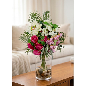 Bouquet de fleurs artificielles roses et blanches, couronnes et guirlandes décoratives, arrangement floral mural pour la décoration de la maison et des mariages - Product Image 4