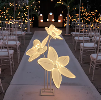 Décoration événementielle de luxe géante pour scène de mariage, ensemble de 3 supports lumineux floraux pour toile de fond de mariage