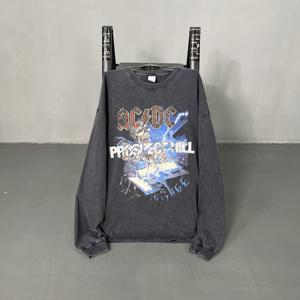 Maglietta 275g appassionata di musica <span class=keywords><strong>Rock</strong></span> alla moda di marca personalizzata stampata a maniche lunghe da uomo ampia Casual a maniche lunghe t-shirt - Product Image 1